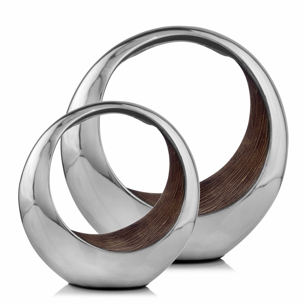 Buffed And Brown Bronze Two Tone Ring Threads Large Bowl By Homeroots | Decorative Bowls | Modishstore - 4
