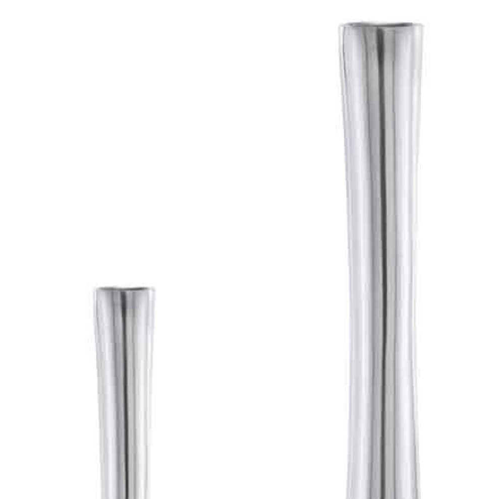 Buffed Silver Hole Set of 2 Vases By Homeroots | Vases | Modishstore - 4