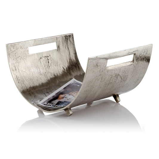 Raw Silver Magazine Basket By Homeroots | Bookends | Modishstore