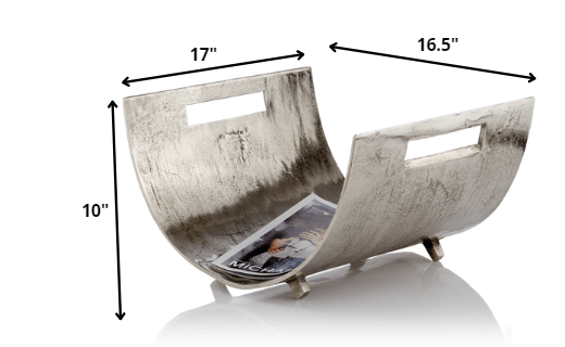 Raw Silver Magazine Basket By Homeroots | Bookends | Modishstore - 2