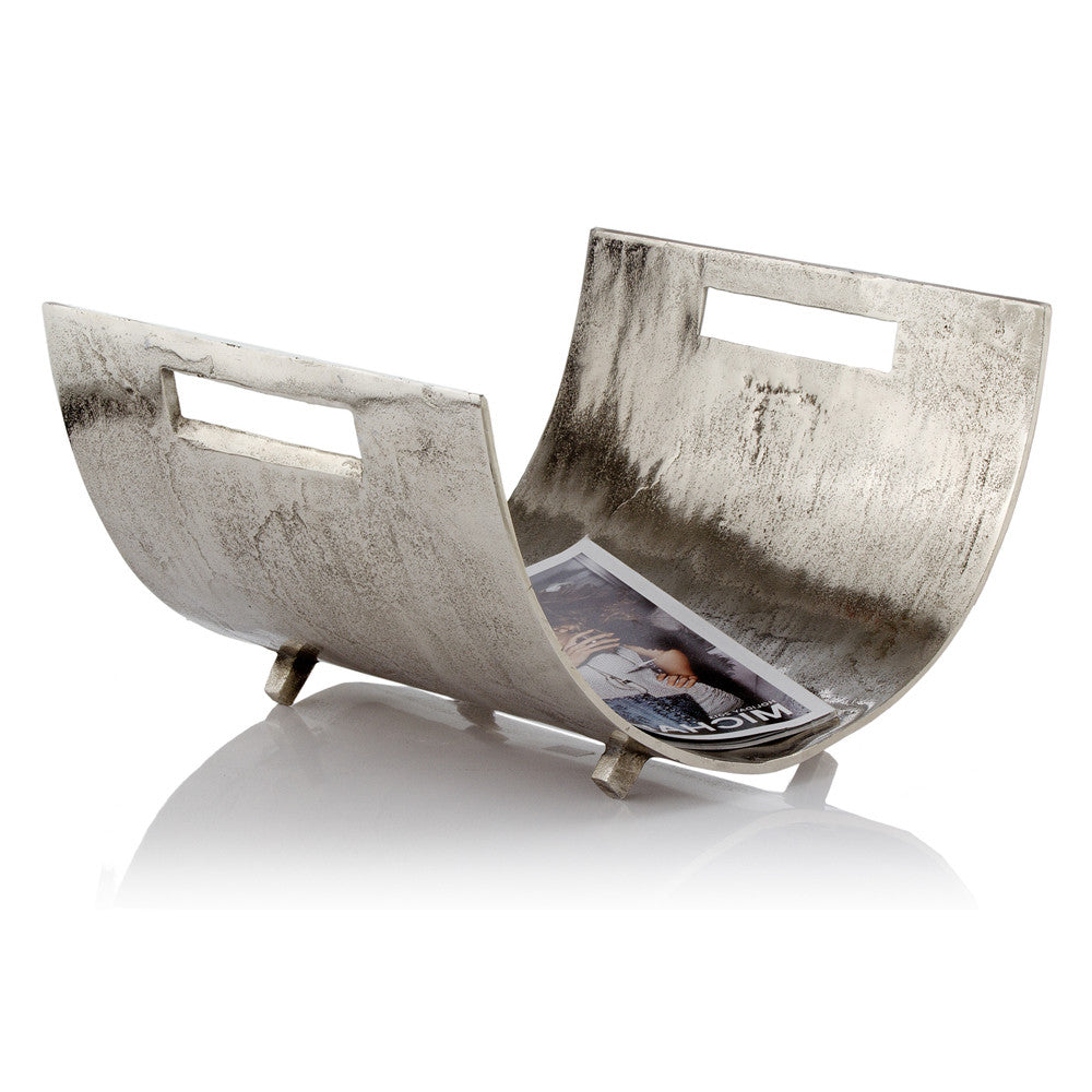 Raw Silver Magazine Basket By Homeroots | Bookends | Modishstore - 3