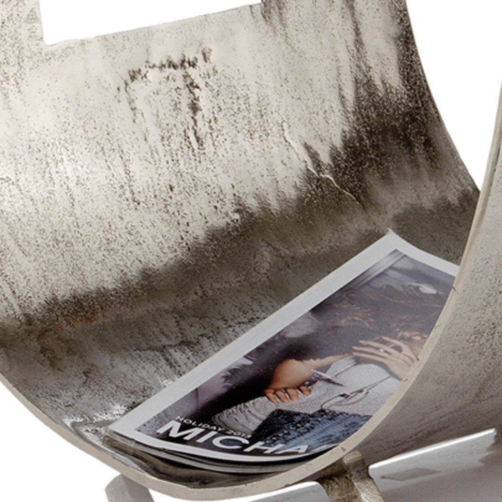 Raw Silver Magazine Basket By Homeroots | Bookends | Modishstore - 5