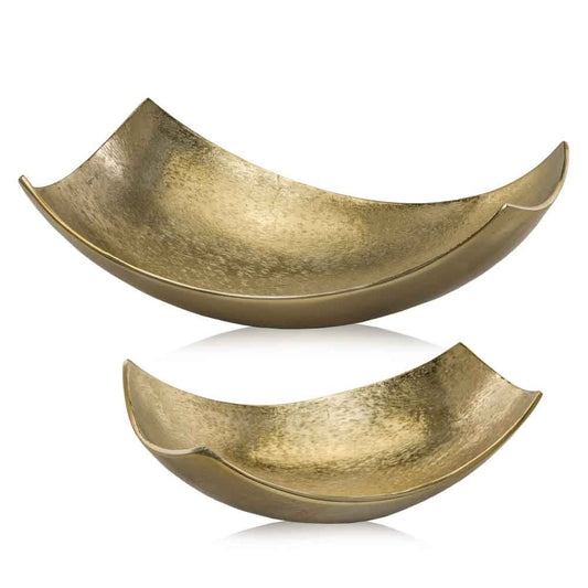 Brushed Gold Large Scoop Bowl By Homeroots | Sculptures | Modishstore