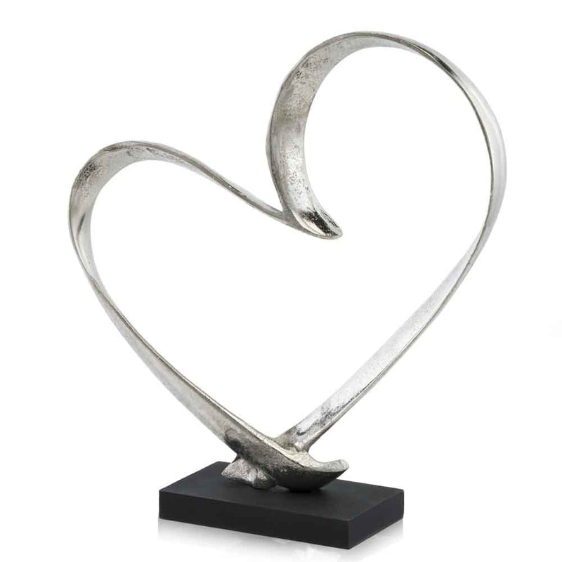 Raw Silver and Black Heart Sculpture By Homeroots | Sculptures | Modishstore