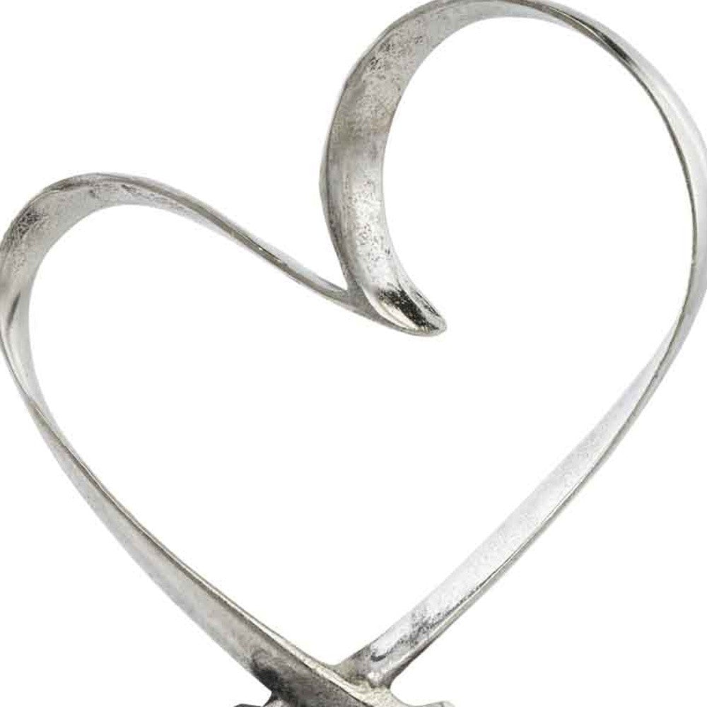 Raw Silver and Black Heart Sculpture By Homeroots | Sculptures | Modishstore - 4