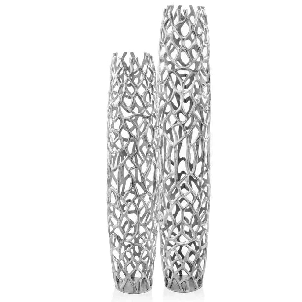 47" Modern Rustic Silver Twigs Barrel Style Floor Vase By Homeroots | Vases | Modishstore - 5