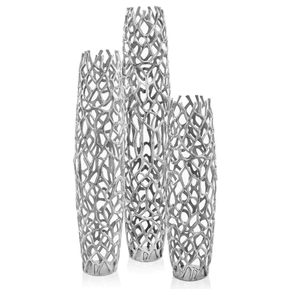 40" Modern Rustic Silver Twigs Barrel Style Floor Vase By Homeroots | Vases | Modishstore - 3