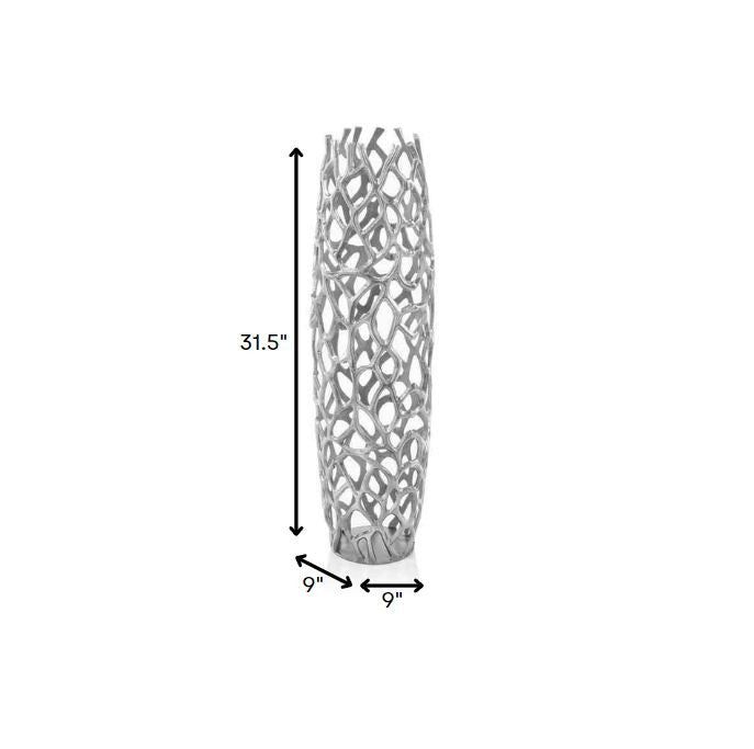 31.5" Modern Rustic Silver Twigs Barrel Style Floor Vase By Homeroots | Vases | Modishstore - 4