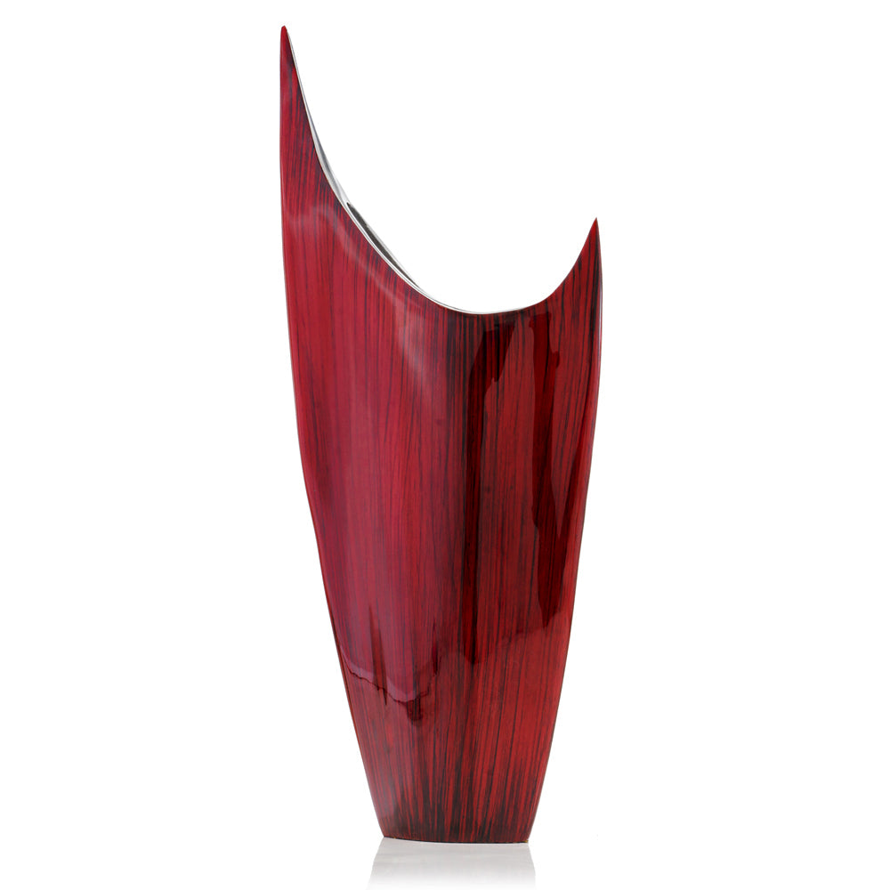 Red Glaze and Silver Pointed Vase By Homeroots | Vases | Modishstore