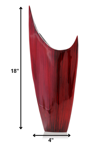 Red Glaze and Silver Pointed Vase By Homeroots | Vases | Modishstore - 2