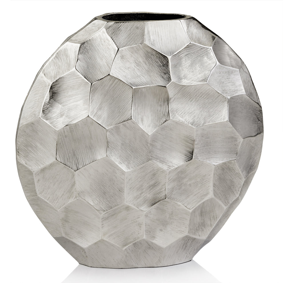 Artistic Rough Silver Round Vase By Homeroots | Vases | Modishstore - 2