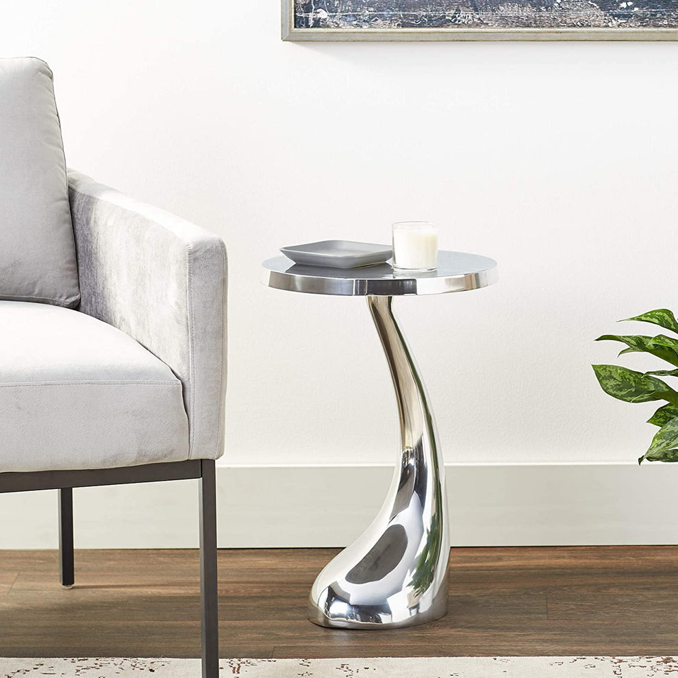 Buffed Aluminum Curve Side End Table By Homeroots | End Tables | Modishstore - 2
