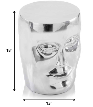 Silver Aluminum Face Stool By Homeroots | Stools | Modishstore - 2