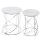 Buffed White Nested Marble Tables Set of 2 By Homeroots | Side Tables | Modishstore