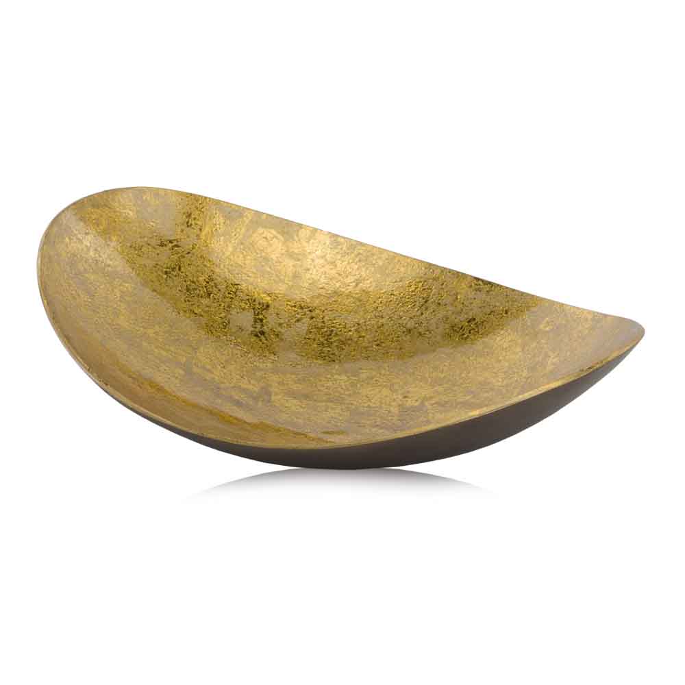 Gold And Bronze Metal Oblong Tray By Homeroots | Trays | Modishstore - 2