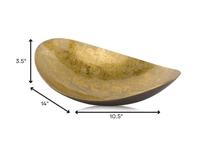 Gold And Bronze Metal Oblong Tray By Homeroots | Trays | Modishstore - 3