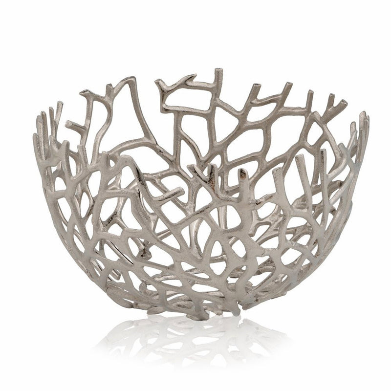 Round Silver Twigs Centerpiece Bowl By Homeroots | Decorative Bowls | Modishstore