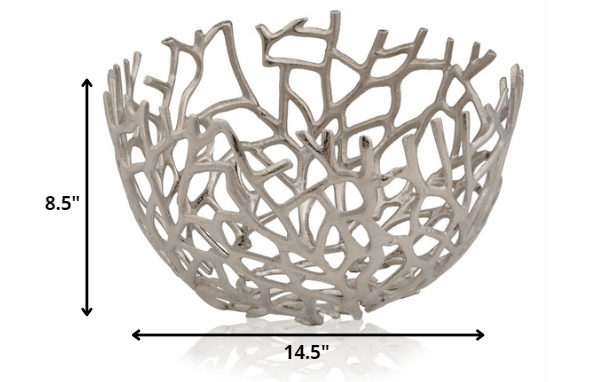 Round Silver Twigs Centerpiece Bowl By Homeroots | Decorative Bowls | Modishstore - 2