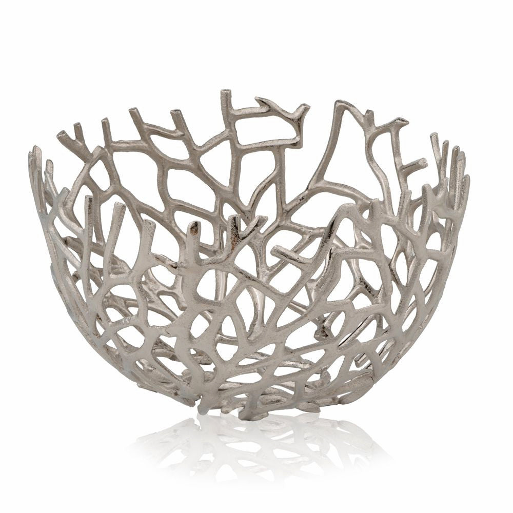 Round Silver Twigs Centerpiece Bowl By Homeroots | Decorative Bowls | Modishstore - 3