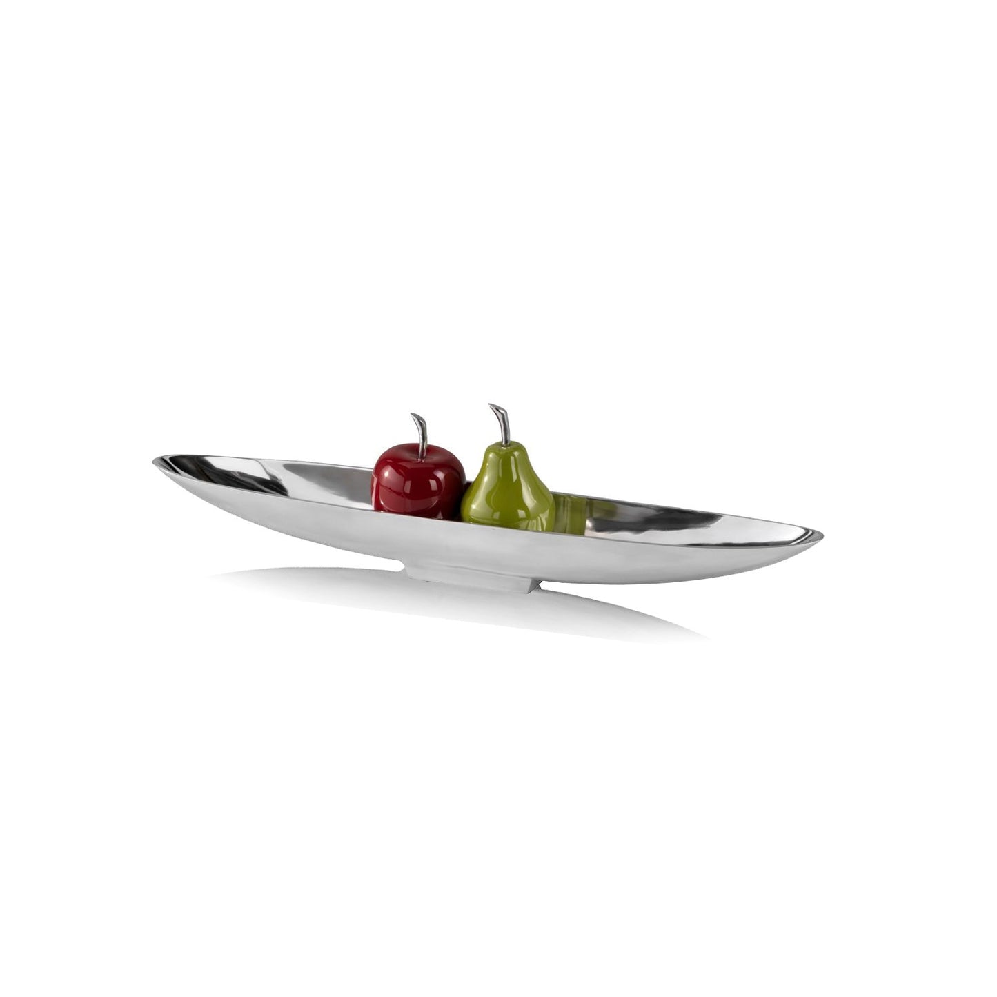 32' Contempo Shiny Silver Long Boat Tray By Homeroots | Decorative Trays & Dishes | Modishstore - 2