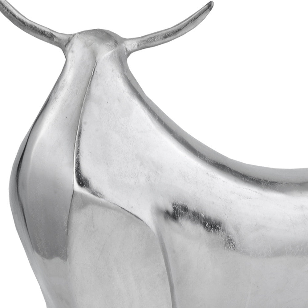 Rough Silver Extra Large Abstract Bull Sculpture By Homeroots | Sculptures | Modishstore - 5