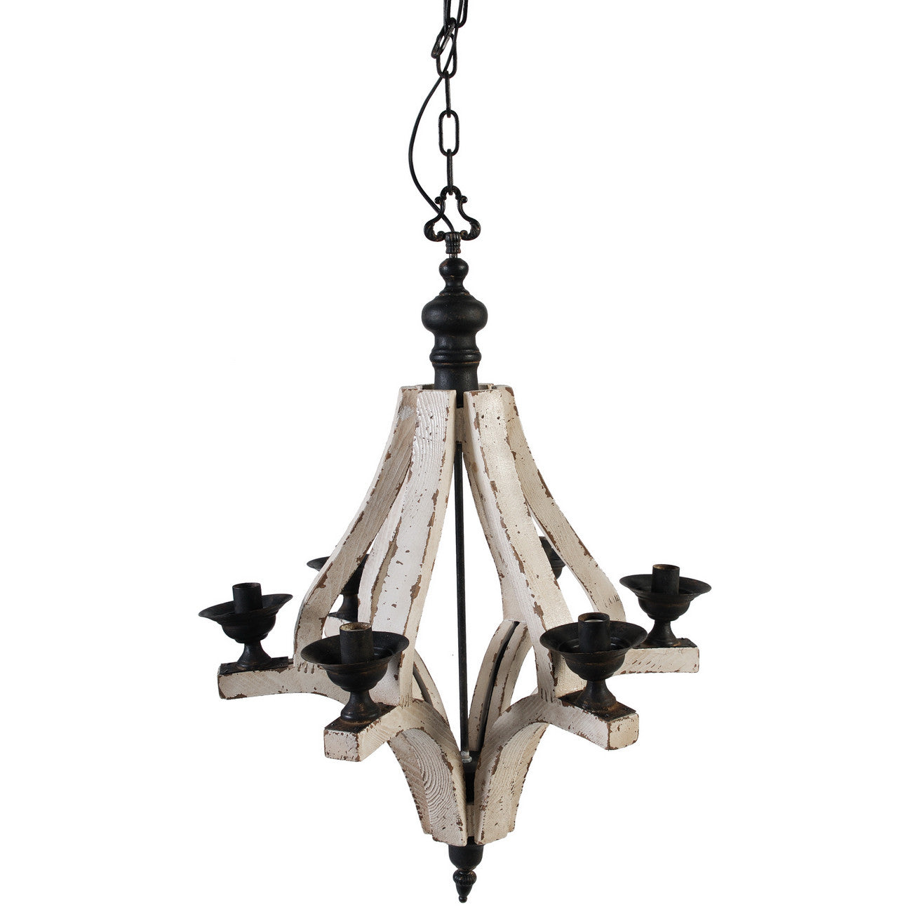 A&B Home Harper 6 Light Washed Wood Chandelier | Chandeliers | Modishstore
