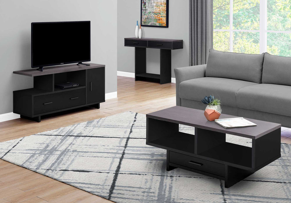 BlackGrey Top With Storage Tv Stand By Homeroots | TV Stands | Modishstore - 2