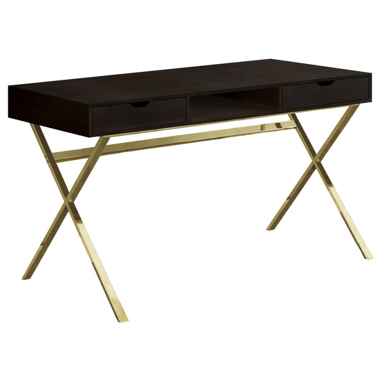 CappuccinoGold Metal Computer Desk By Homeroots | Desks | Modishstore