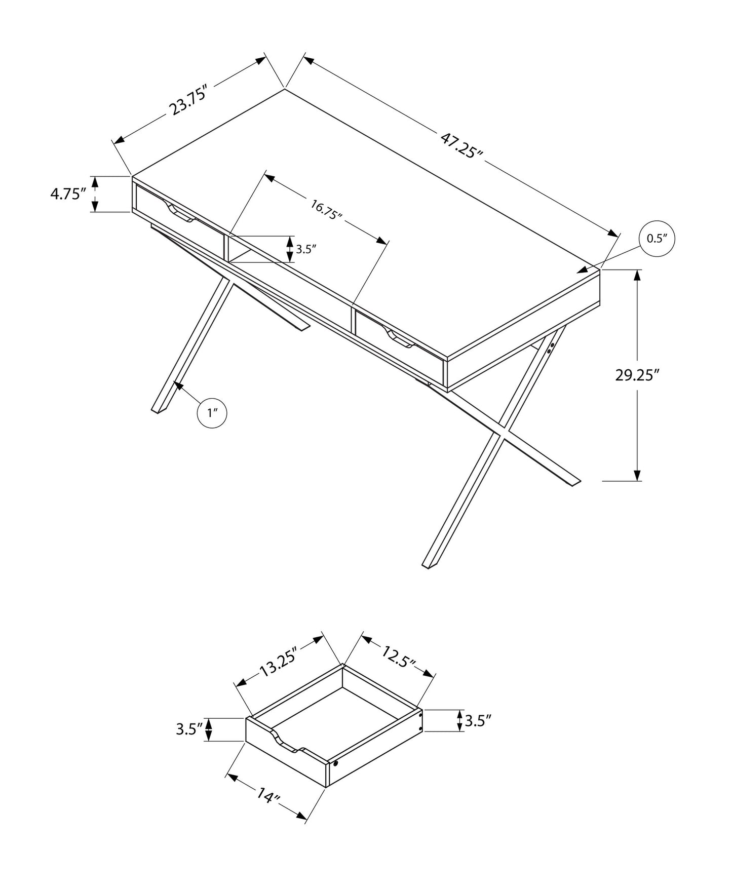 CappuccinoGold Metal Computer Desk By Homeroots | Desks | Modishstore - 3