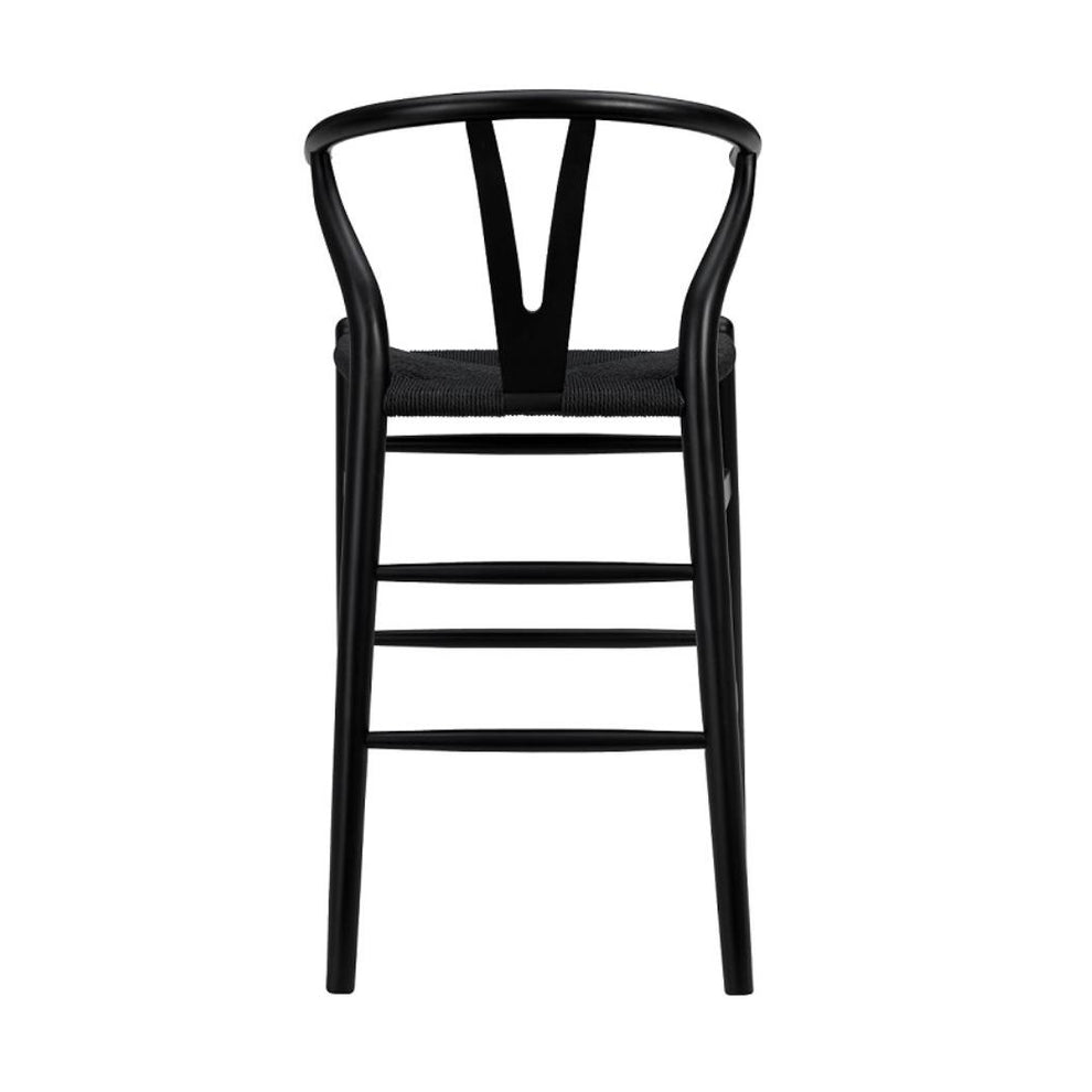 Black Solid Beech Wood Counter Stool with Black Rush Seat By Homeroots | Bar Stools | Modishstore - 5