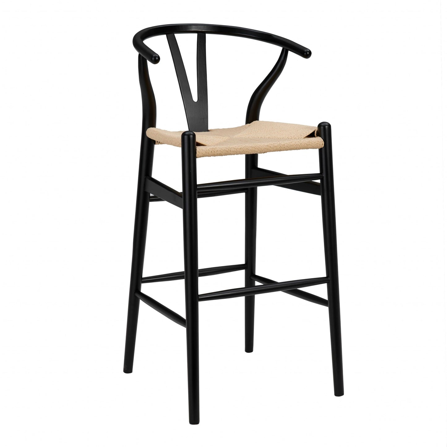 42" Black Solid Wood and Natural Counter Stool By Homeroots | Counter Stools | Modishstore - 2