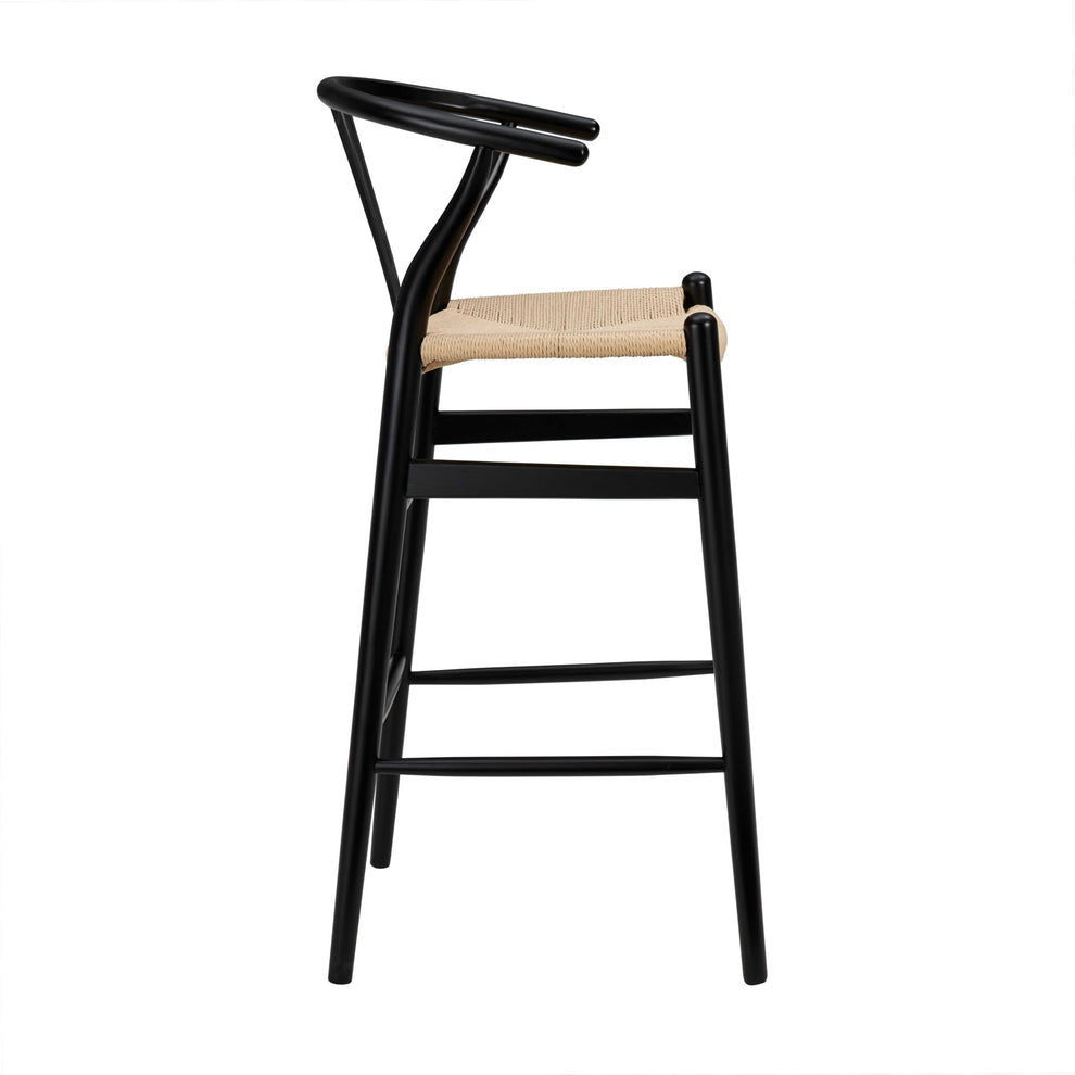 42" Black Solid Wood and Natural Counter Stool By Homeroots | Counter Stools | Modishstore - 3