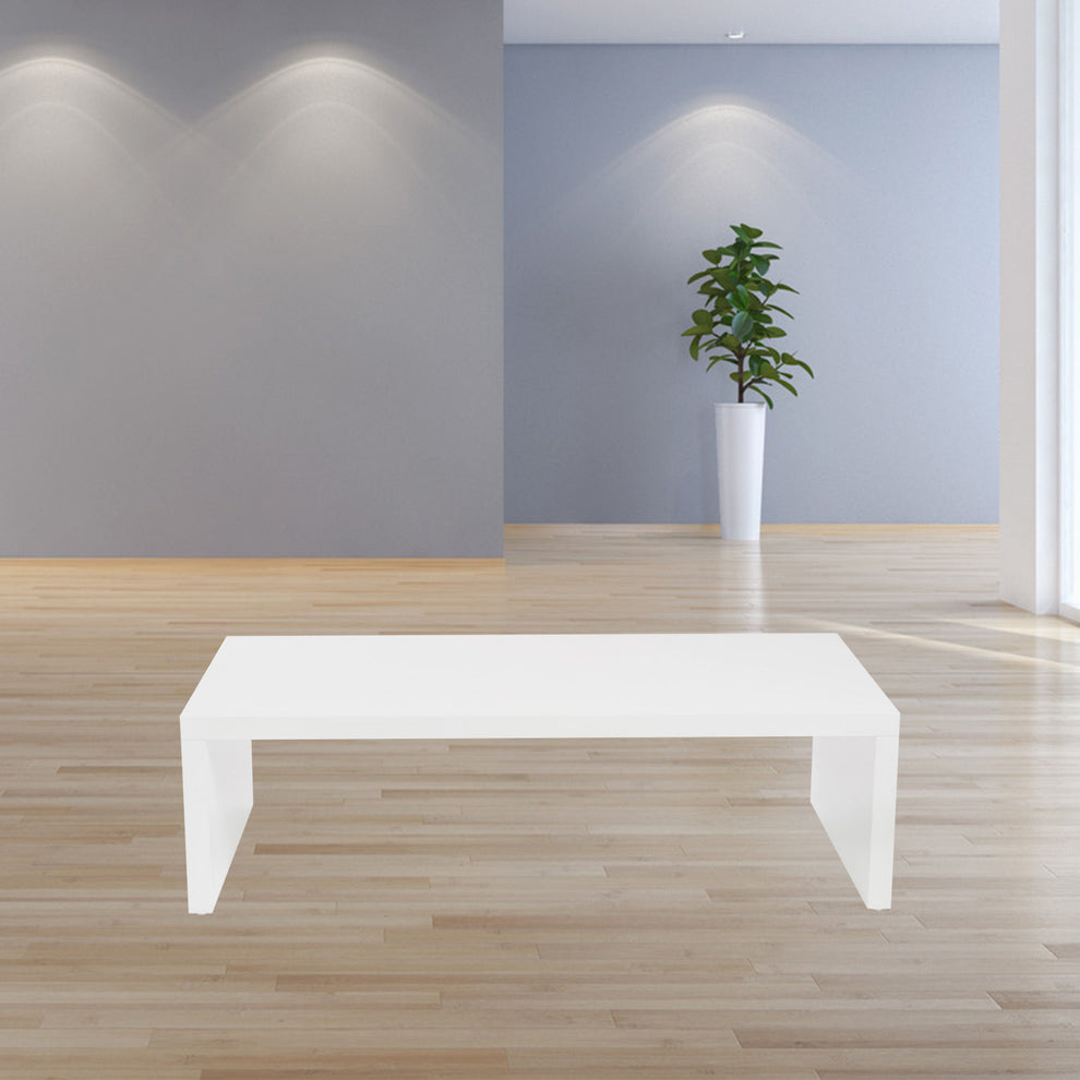 High Gloss White Lacquered MDF Rectangle Coffee Table By Homeroots | Coffee Tables | Modishstore - 4