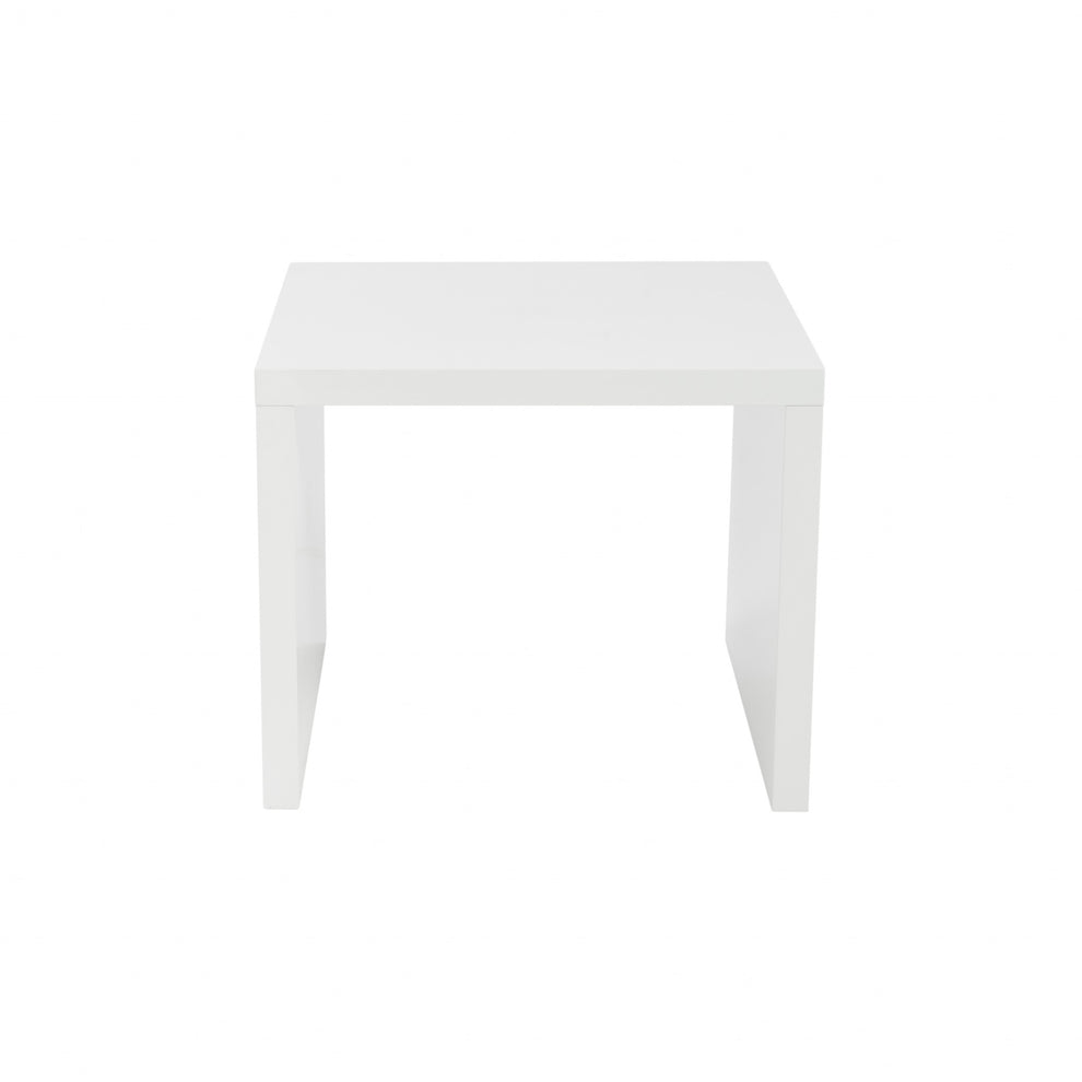 High Gloss White Lacquered MDF Square Side Table By Homeroots | Side Tables | Modishstore - 4