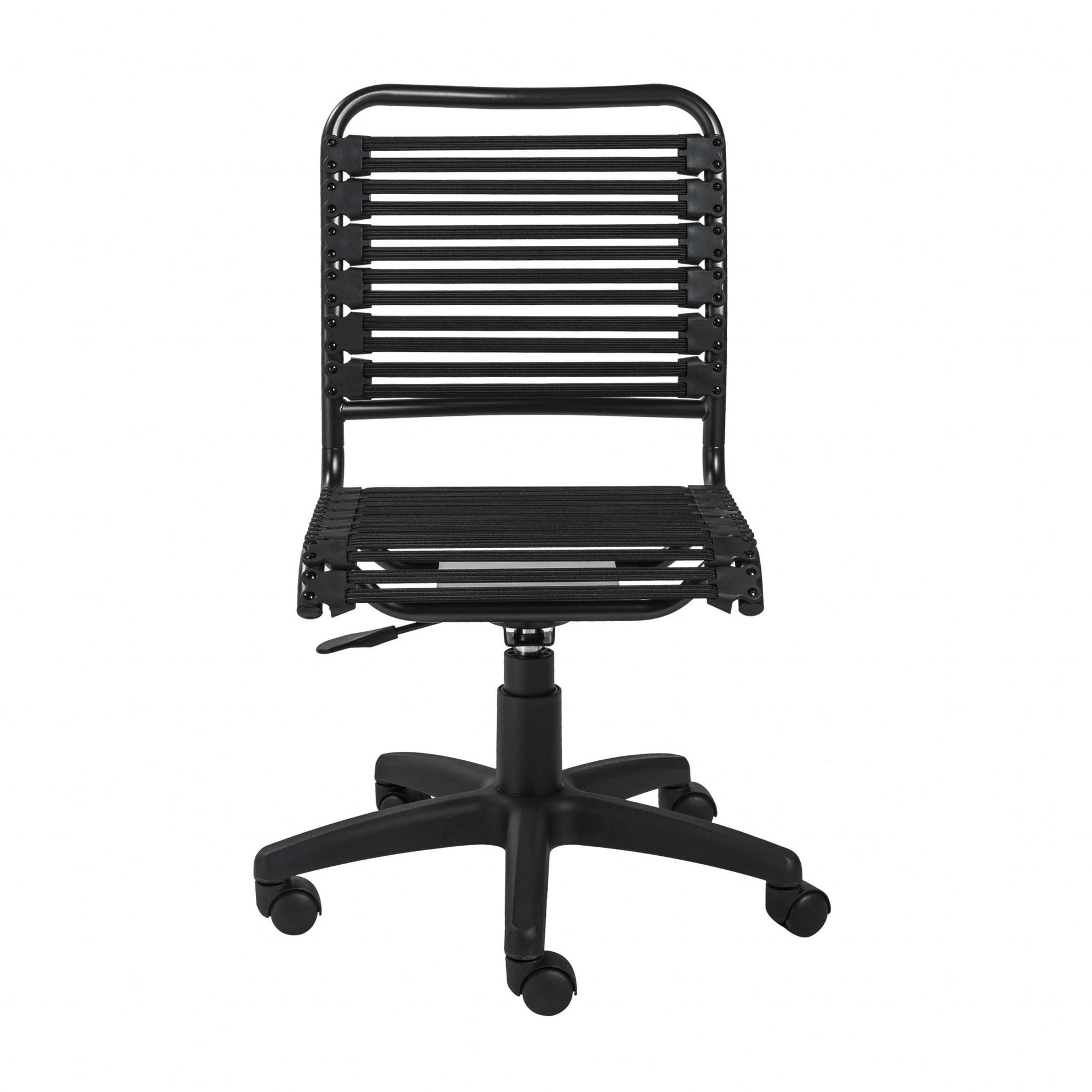 Black Flat Bungie Cord Low Back Rolling Office Chair By Homeroots | Office Chairs | Modishstore