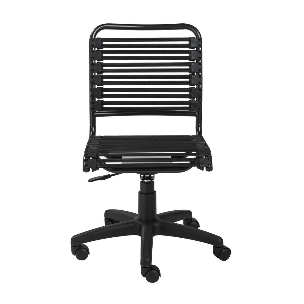 Black Flat Bungie Cord Low Back Rolling Office Chair By Homeroots | Office Chairs | Modishstore