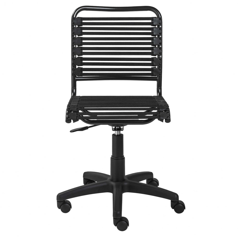 Black Flat Bungie Cord Low Back Rolling Office Chair By Homeroots | Office Chairs | Modishstore - 2