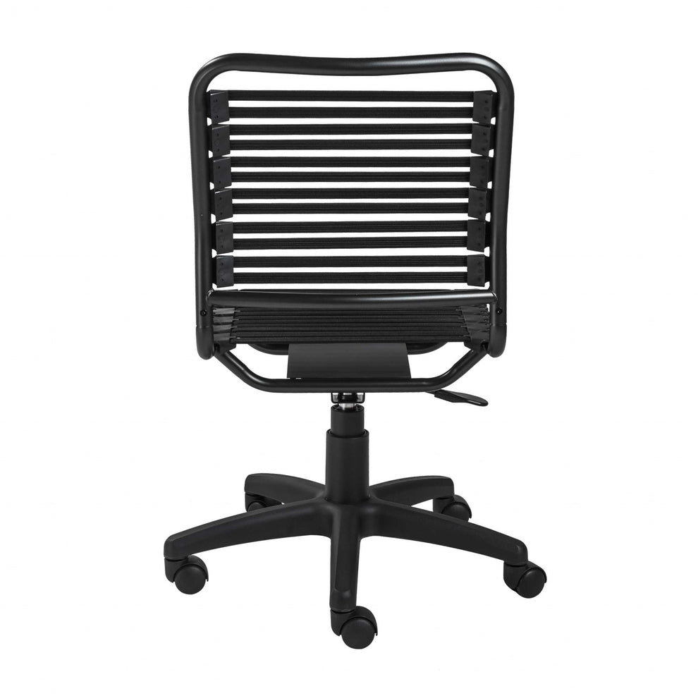 Black Flat Bungie Cord Low Back Rolling Office Chair By Homeroots | Office Chairs | Modishstore - 6