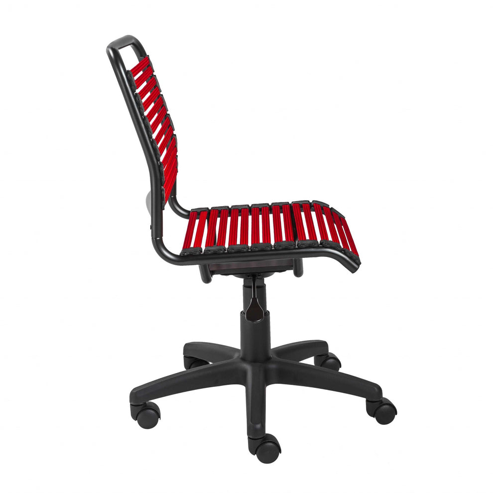 Black Flat Bungie Cord Low Back Rolling Office Chair By Homeroots | Office Chairs | Modishstore - 8