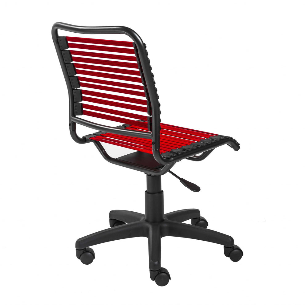 Black Flat Bungie Cord Low Back Rolling Office Chair By Homeroots | Office Chairs | Modishstore - 9