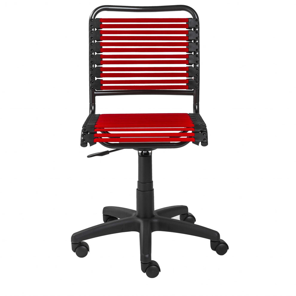 Black Flat Bungie Cord Low Back Rolling Office Chair By Homeroots | Office Chairs | Modishstore - 11