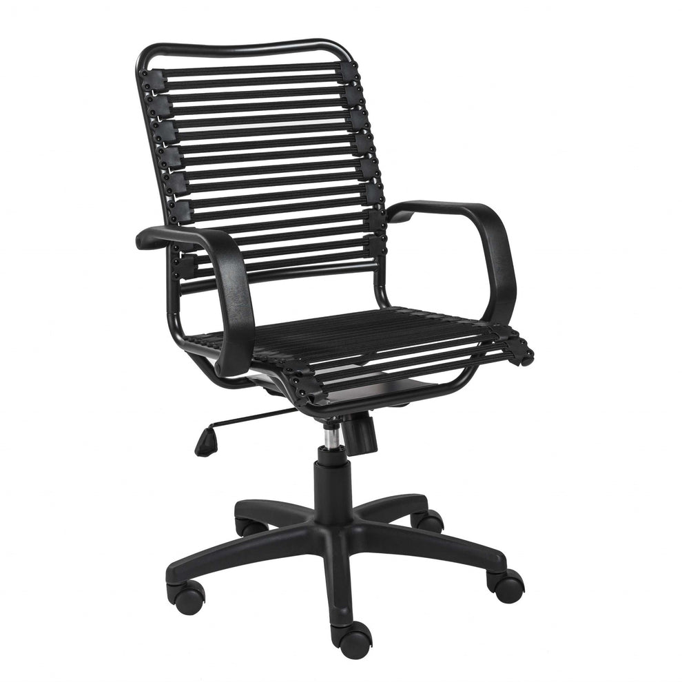 Black Flat Bungie Cords High Back Office Chair with Graphite Black Frame and Base By Homeroots | Office Chairs | Modishstore - 3