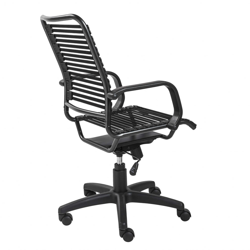 Black Flat Bungie Cords High Back Office Chair with Graphite Black Frame and Base By Homeroots | Office Chairs | Modishstore - 5