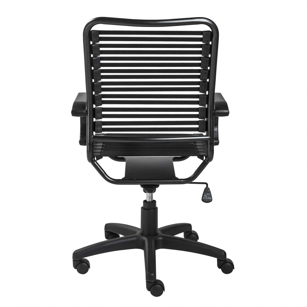 Black Flat Bungie Cords High Back Office Chair with Graphite Black Frame and Base By Homeroots | Office Chairs | Modishstore - 6