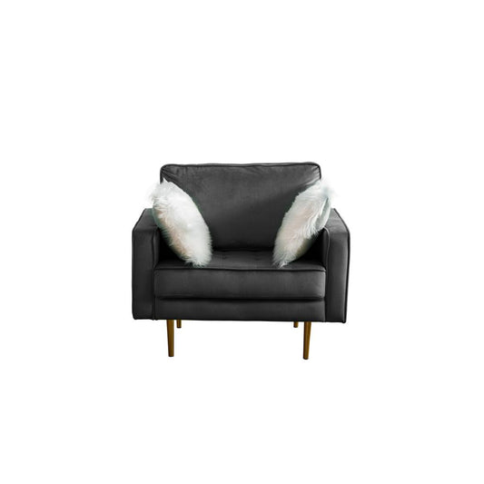 Theo Gray Velvet Chair with Pillows By Lilola Home | Side Chairs | Modishstore