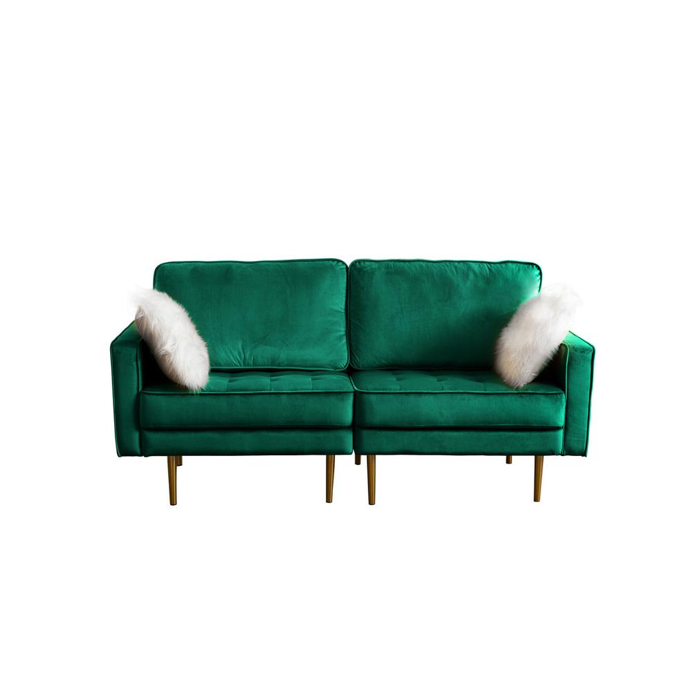 Theo Gray Velvet Sofa Loveseat Chair Living Room Set with Pillows By Lilola Home | Sofas | Modishstore-15