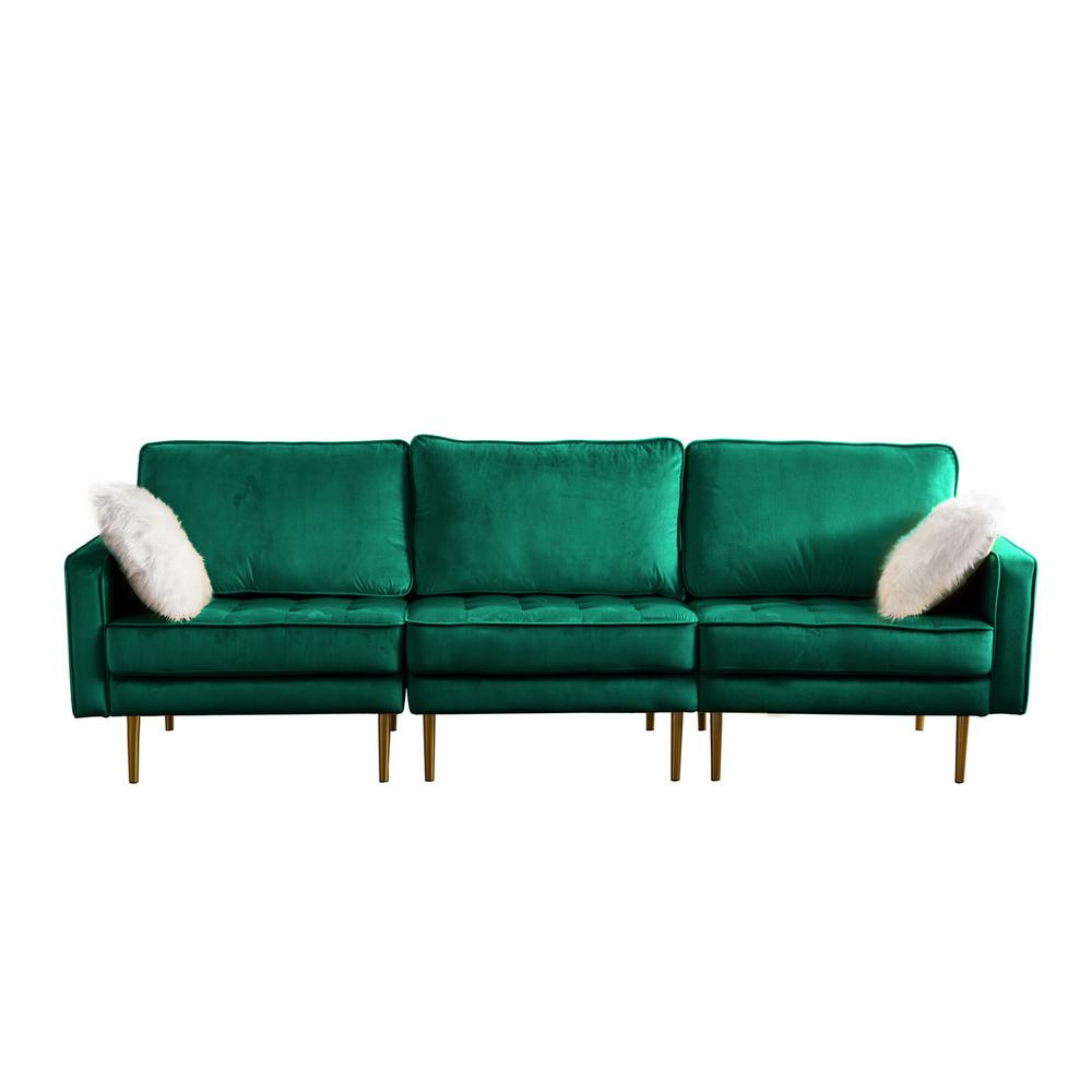 Theo Gray Velvet Sofa Loveseat Chair Living Room Set with Pillows By Lilola Home | Sofas | Modishstore-20