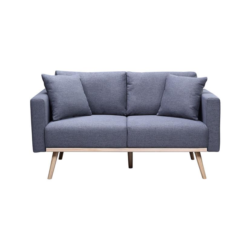 Easton Dark Gray Linen Fabric Sofa Loveseat Living Room Set with USB Charging Ports Pockets & Pillows By Lilola Home | Sofas | Modishstore-3