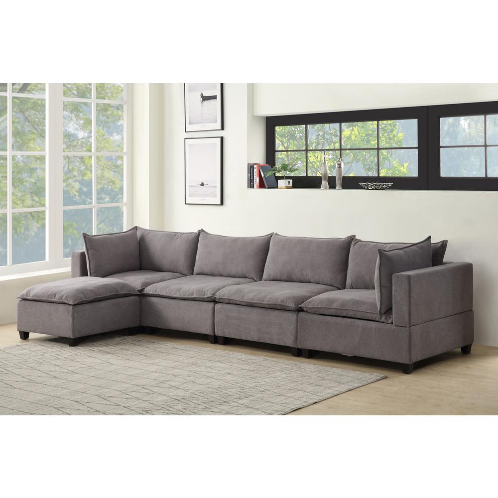Madison Light Gray Fabric 5 Piece Modular Sectional Sofa Chaise By Lilola Home | Sofas | Modishstore-3