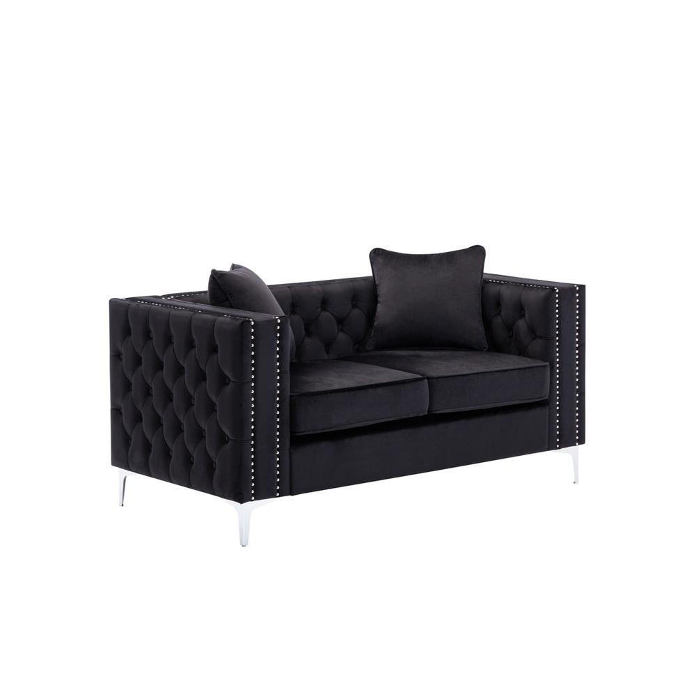 Lorreto Gray Velvet Fabric Sofa Loveseat Living Room Set By Lilola Home | Sofas | Modishstore-11